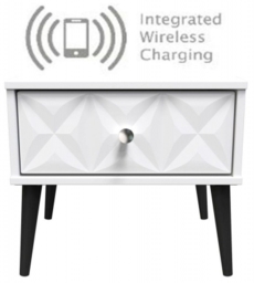 Pixel Matt White 1 Drawer Bedside Cabinet with Integrated Wireless Charging - thumbnail 1