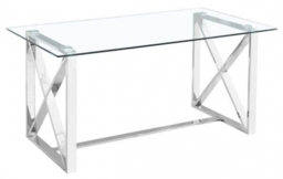 Zenith Glass and Chrome Dining Table - thumbnail 1