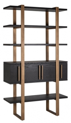 Cambon Dark Coffee 4 Door Bottom Storage Shelving Unit - Open Display Unit - image 1