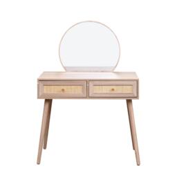 Clearance - Ferrero Natural and Woven Rattan 2 Drawer Dressing Table with Mirror - thumbnail 3