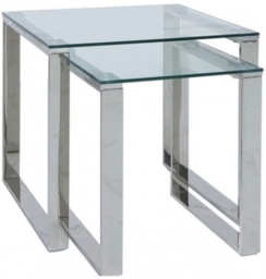 Value Harry Nest of 2 Table - Steel and Clear Glass