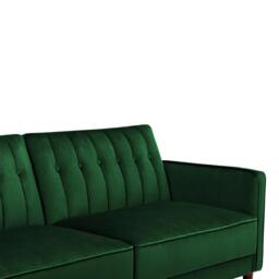 Pin Tufted Futon Sofa Bed - 3 Seater - Green Velvet Fabric -  2164979UK - thumbnail 5
