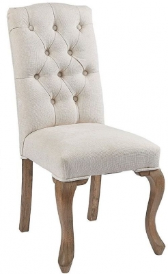 2 x Asbury Natural Dining Chair, Tufted Linen Fabric Upholstered