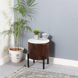 Opal Brown Mango Wood Side Table - thumbnail 2