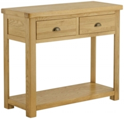 Portland Oak 2 Drawer Console Table - thumbnail 1