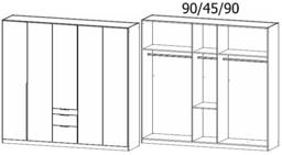 Rauch Alabama 226cm Silk Grey 5 Door Wardrobe with Drawers - thumbnail 2