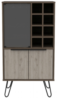 Nevada Grey Oak Wine Cabinet with Hairpin Legs - image 1