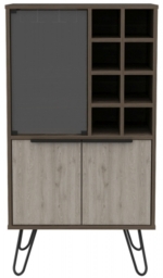 Nevada Grey Oak Wine Cabinet with Hairpin Legs