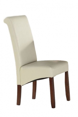 Sophie Cream Faux Leather and Asacia Wood Dining Chair (Sold in Pairs)