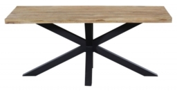 Fargo 6 Seater Industrial Dining Table - Rustic Mango Wood With Black Spider Legs - 180cm