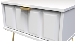 Cube White 1 Drawer Bedside Cabinet with Gold Hairpin Legs - thumbnail 3