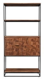 Axis Acacia Wood 2 Door Bookcase - Geomatric