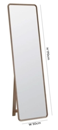 Kingham Natural Oak Cheval Bedroom Mirror - 50cm x 170cm - thumbnail 3