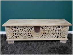 Dutch Mango Wood Carved Storage Bench