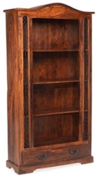 Indian Sheesham Solid Wood Tall Bookcase, 190cm High with 1 Bottom Drawer