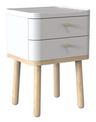 TCH Trua 2 Drawer Curved Bedside Cabinet - Oak and White Painted - image 1