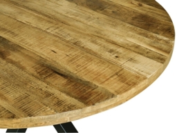 Industrial Mango Wood 2 Seater Round Dining Table with Black Star Legs - thumbnail 2