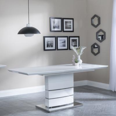Rimini 4-6 Seater White Gloss Extending Dining Table - 140cm-180cm