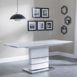 Rimini 4-6 Seater White Gloss Extending Dining Table - 140cm-180cm - thumbnail 3