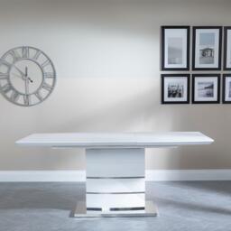 Rimini 4-6 Seater White Gloss Extending Dining Table - 140cm-180cm - thumbnail 4