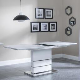 Rimini 4-6 Seater White Gloss Extending Dining Table - 140cm-180cm - thumbnail 5