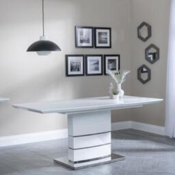 Rimini 4-6 Seater White Gloss Extending Dining Table - 140cm-180cm - thumbnail 1