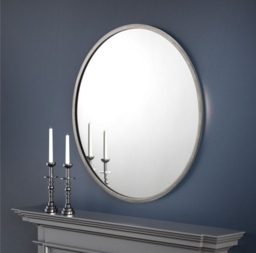 Octave Pewter Effect Lacquered Round Wall Mirror - 80cm x 80cm - thumbnail 3