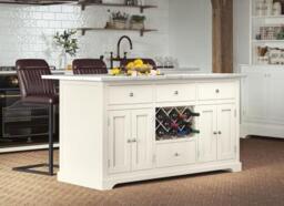 Cream Kitchen Island with White Granite Top