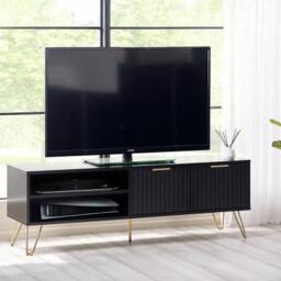 Murano Ribbed Black 150cm TV Unit - thumbnail 1