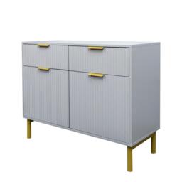 Clearance - Ridged Grey and Gold 2 Door Medium Sideboard - 100cm - thumbnail 5