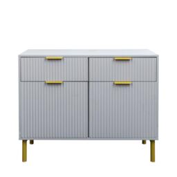 Clearance - Ridged Grey and Gold 2 Door Medium Sideboard - 100cm - thumbnail 4