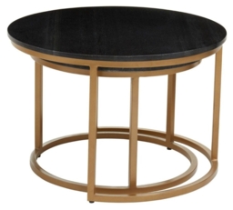 Varana   Black Marble with Gold Round Nest of 2 Tables - thumbnail 2