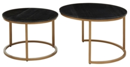 Varana   Black Marble with Gold Round Nest of 2 Tables - thumbnail 3