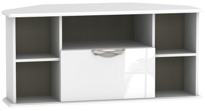 Camden White High Gloss 1 Drawer Corner TV Unit