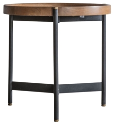 Dakota Natural Mango Wood and Black Metal Nest of 2 Tables - thumbnail 3