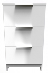 Plymouth White Gloss 3 Drawer Beside Cabinet