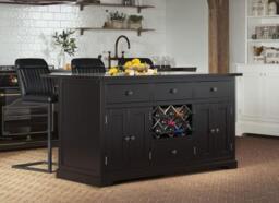 Black Kitchen Island with Granite Top