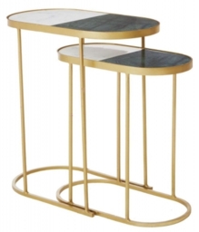 Suar Marble and Gold Nest of 2 Tables