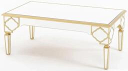 Casablanca Mirrored Coffee Table with Gold Trim - thumbnail 3