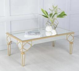 Casablanca Mirrored Coffee Table with Gold Trim - thumbnail 1