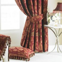 Paoletti Burgundy Polyester Zurich Floral Pencil Pleat Curtains - thumbnail 3