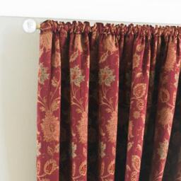 Paoletti Burgundy Polyester Zurich Floral Pencil Pleat Curtains - thumbnail 2