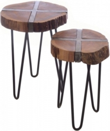 Old Empire Acacia Wood Freeform Nest of Tables - thumbnail 1