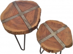 Old Empire Acacia Wood Freeform Nest of Tables - thumbnail 4