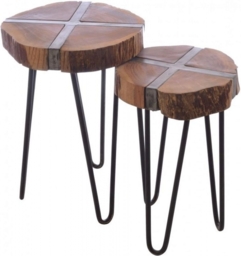 Old Empire Acacia Wood Freeform Nest of Tables - thumbnail 5