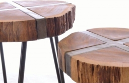 Old Empire Acacia Wood Freeform Nest of Tables - thumbnail 2