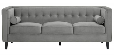 Helia Grey Velvet Fabric 3 Seater Sofa - image 1
