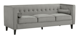 Helia Grey Velvet Fabric 3 Seater Sofa - thumbnail 2