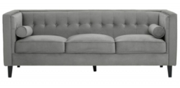 Helia Grey Velvet Fabric 3 Seater Sofa - thumbnail 1