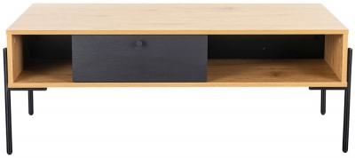 Vida Living Madrid Oak and Black Coffee Table - image 1